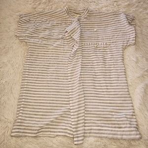 Vintage Issey Miyake Plantation Cotton White and Blue Striped Blouse Size Small